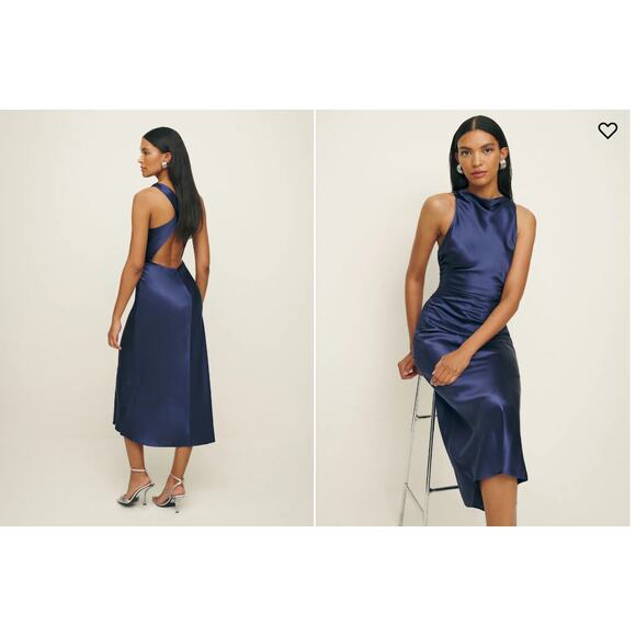Reformation Womens Casette SilkDress Blue Iris Size 12 NWT